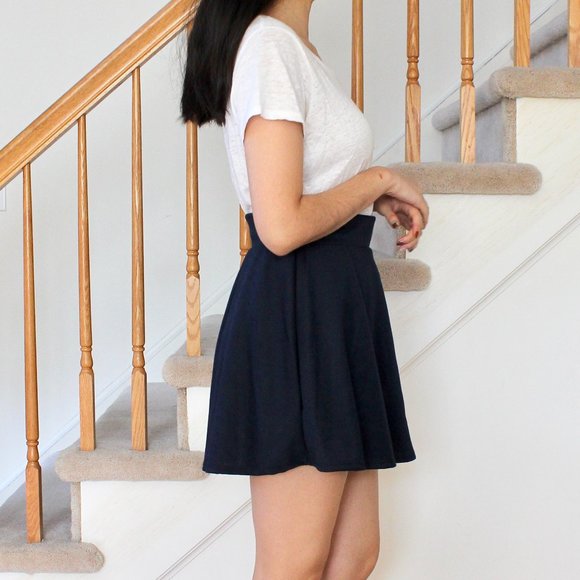 Charlotte Russe Navy Blue A-line Skirt - Picture 2 of 4